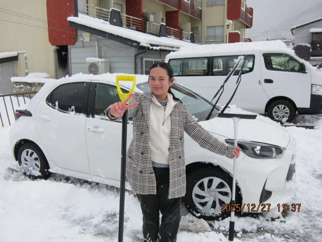 Clearing snow from the car