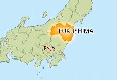 Map of Japan showing Fukushima prefecture
